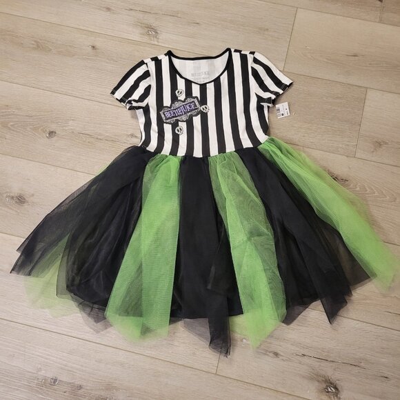 Girls BEETLEJUICE Movie Tutu Dress Sz Sm 6/6X Black Green White - Picture 1 of 5